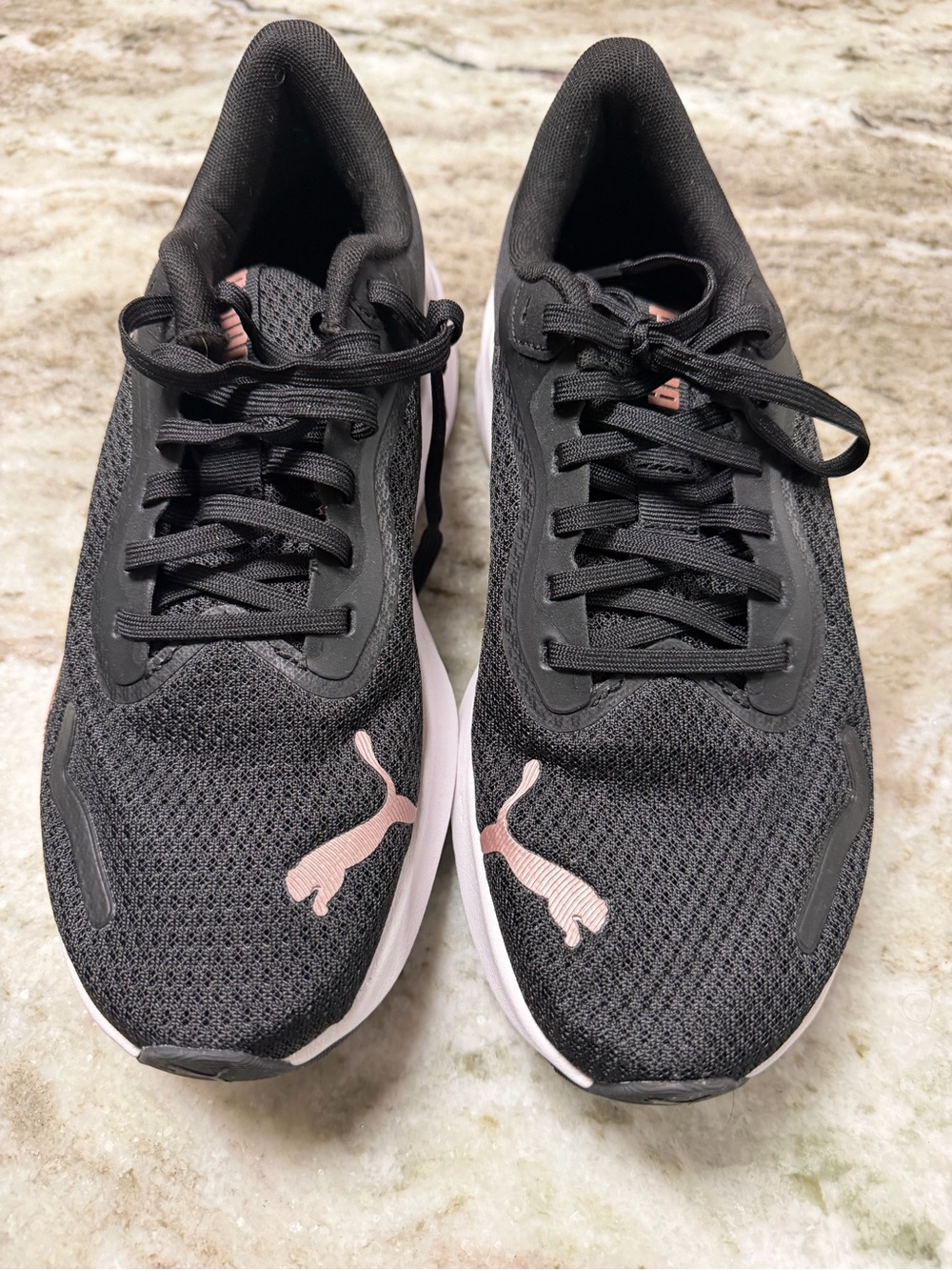 Puma Women's Black Sneakers with Light Pink Accents size 8